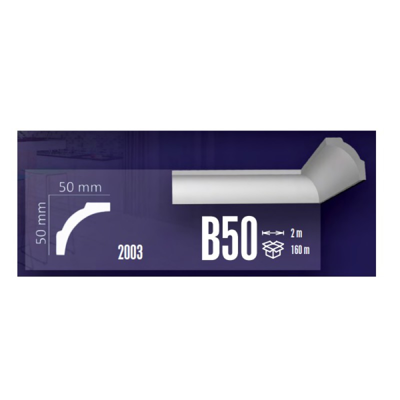 Κορνίζες Πολυστερίνης Fragmat B50 50mm X 50mm X 2m